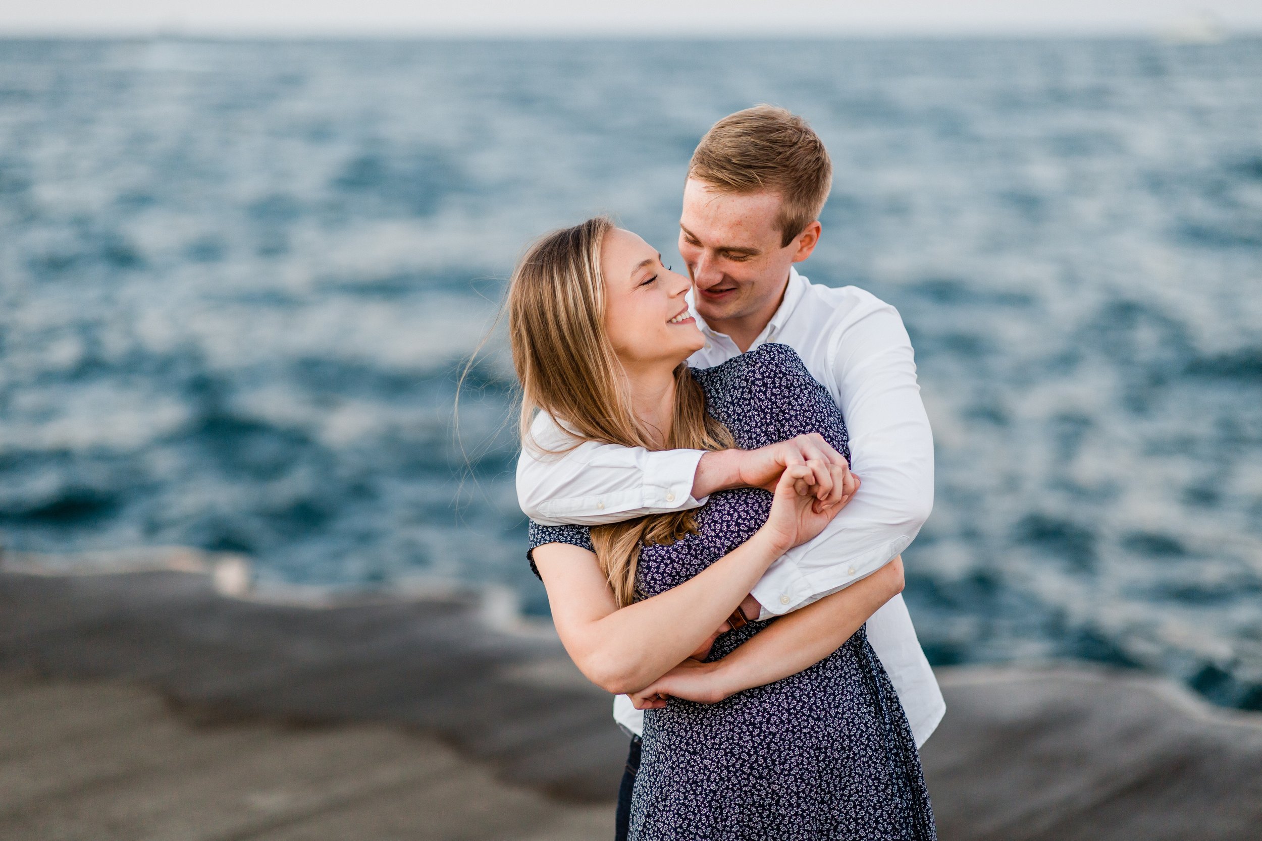 Engagement session at Lake Michigan lakefront Chicago Illinois