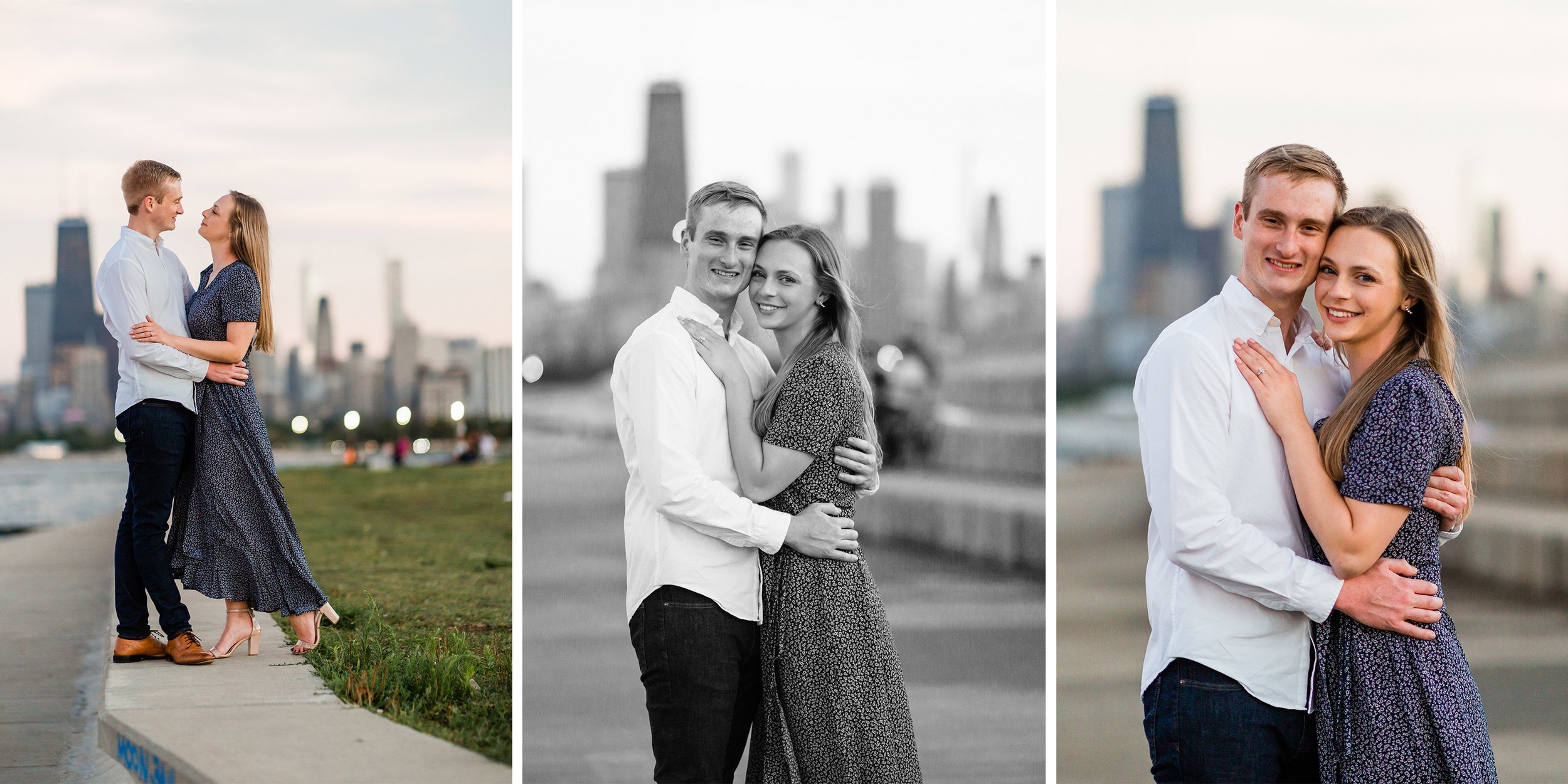 Engagement session at Lake Michigan lakefront Chicago Illinois