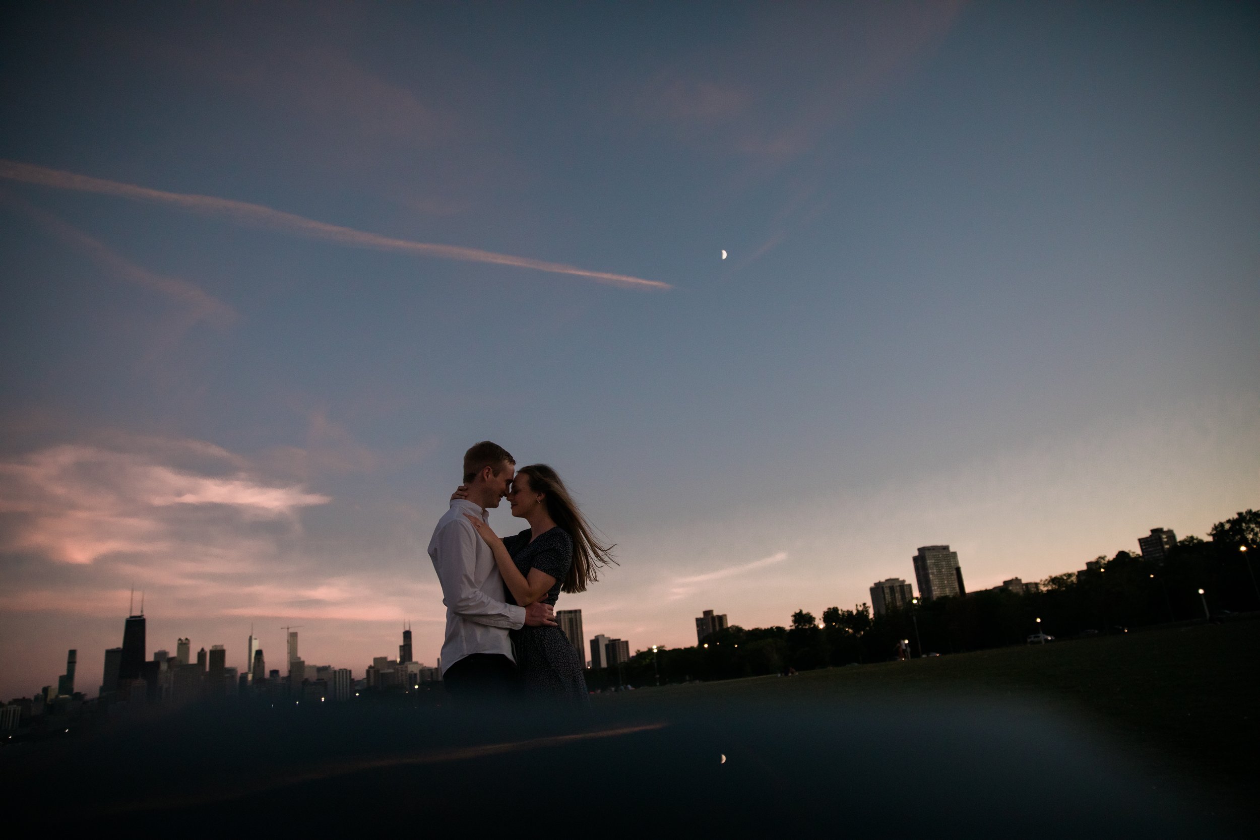 Engagement session at Lake Michigan lakefront Chicago Illinois