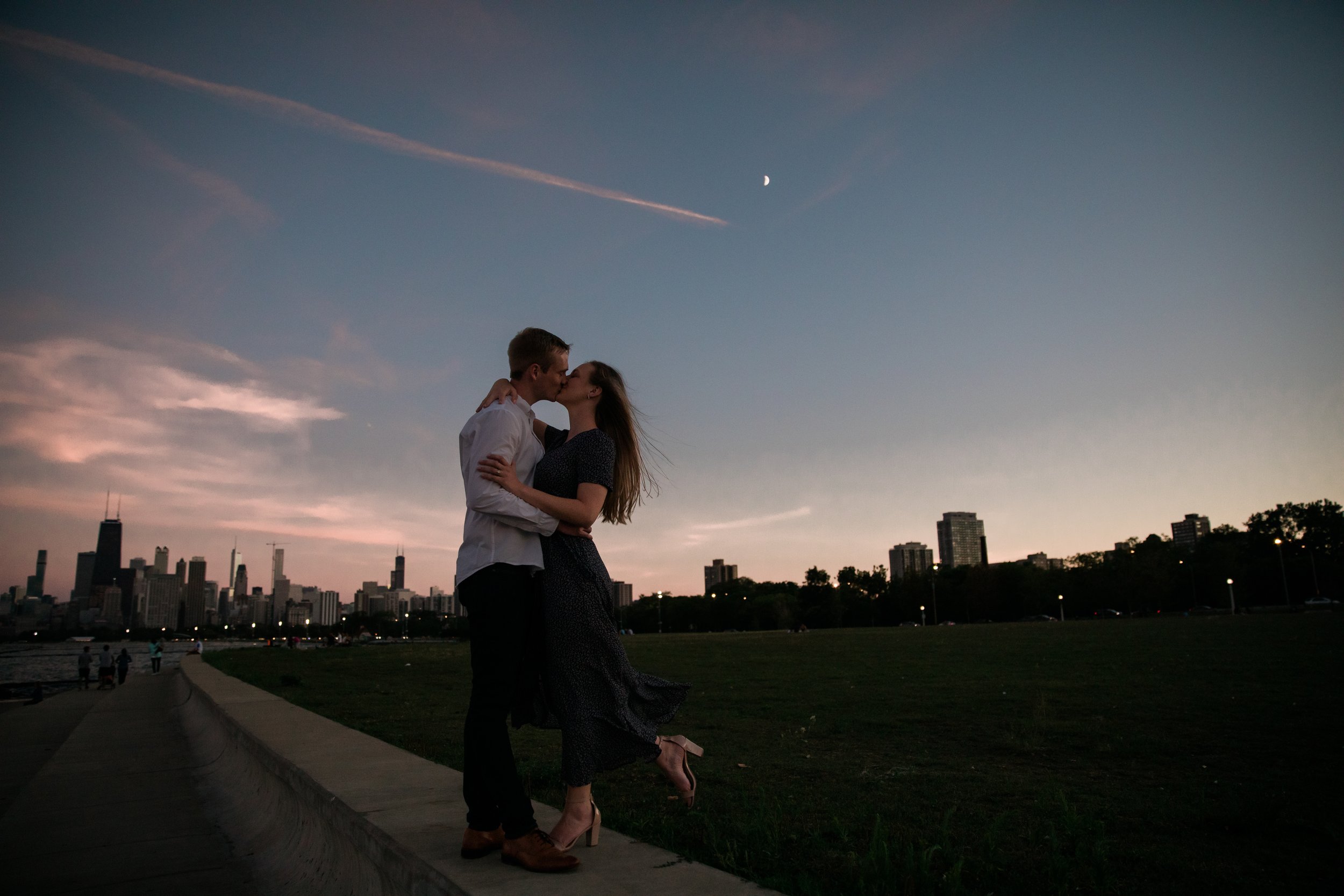 Engagement session at Lake Michigan lakefront Chicago Illinois