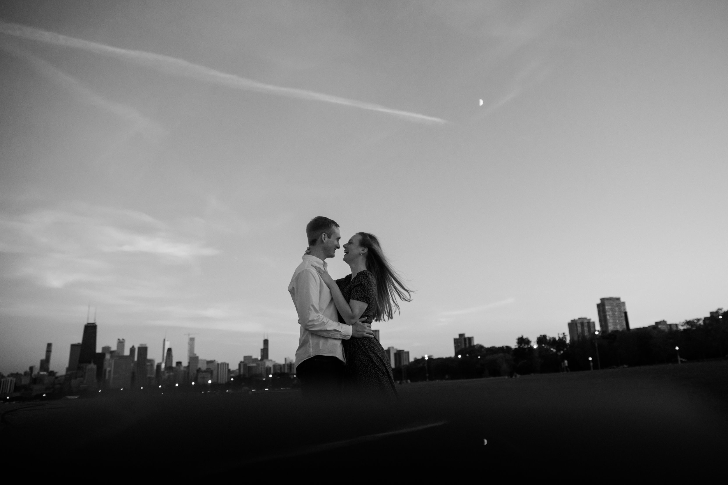 Engagement session at Lake Michigan lakefront Chicago Illinois