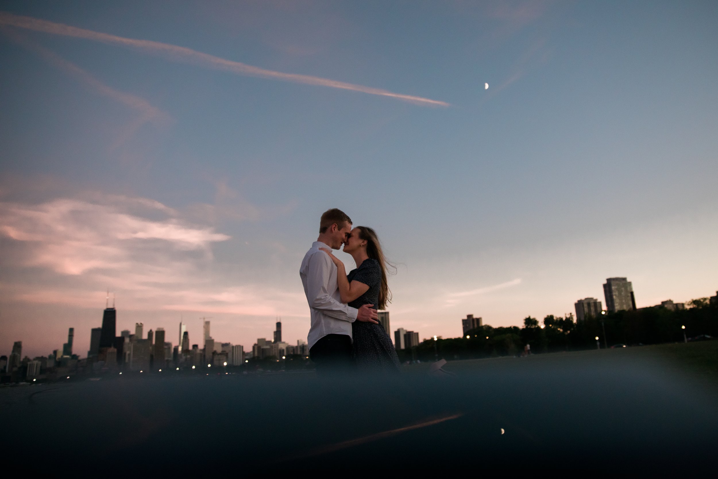 Engagement session at Lake Michigan lakefront Chicago Illinois