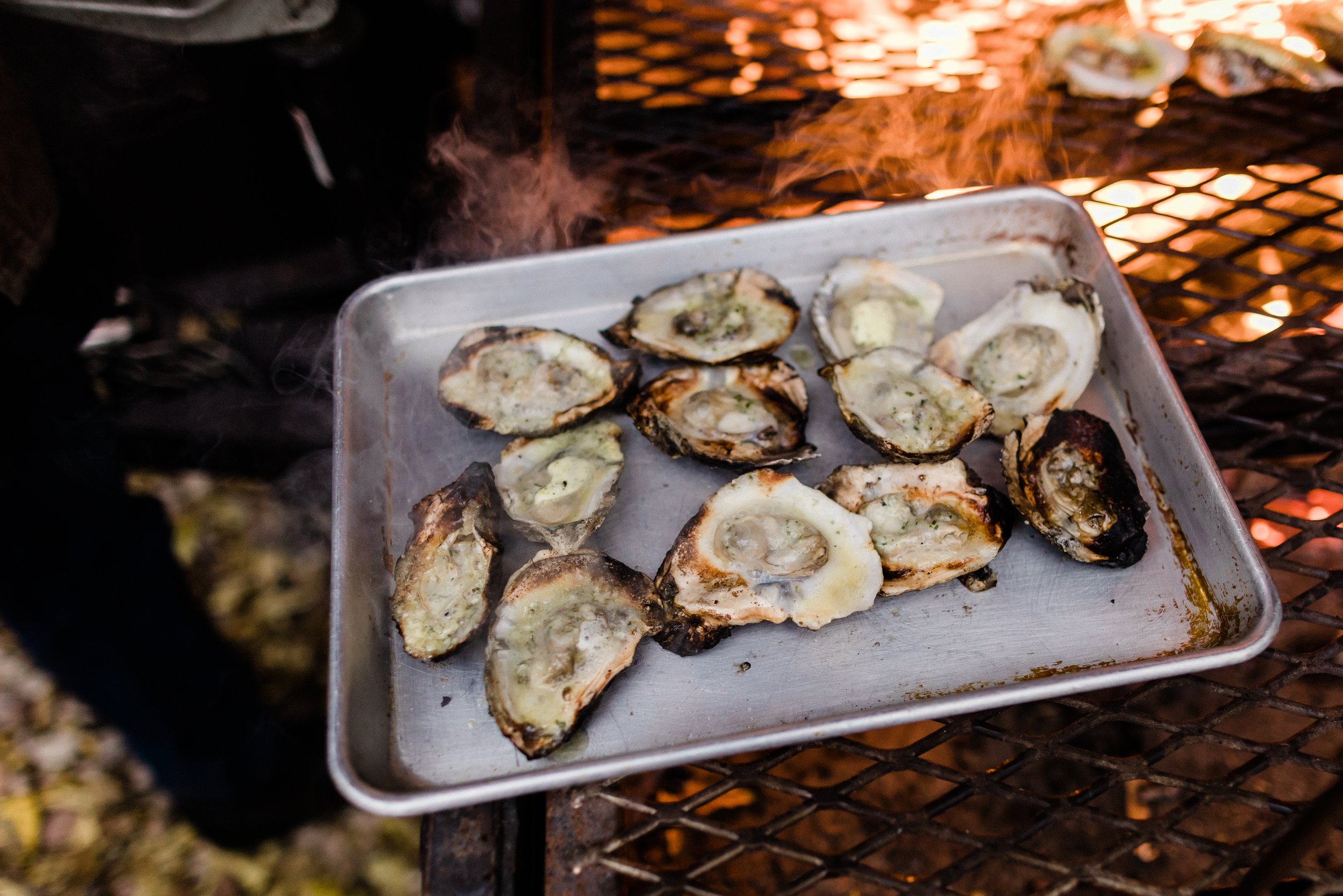 Outdoor oyster grill for wedding reception at Fitzgeralds in Berwyn Illinois.