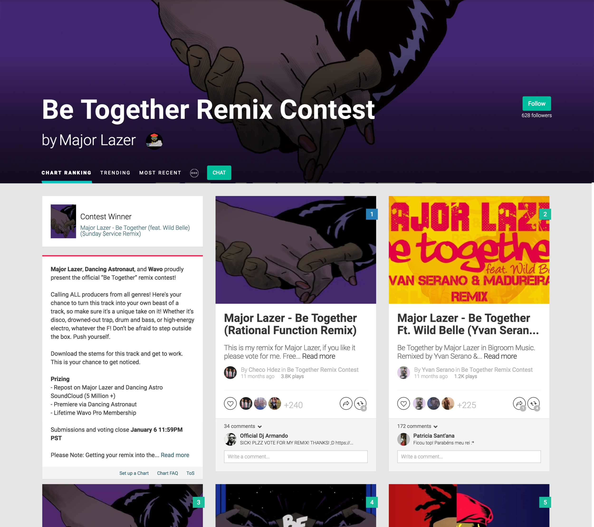 Major Lazer's Be Together Remix Competition hosted on wavo.me