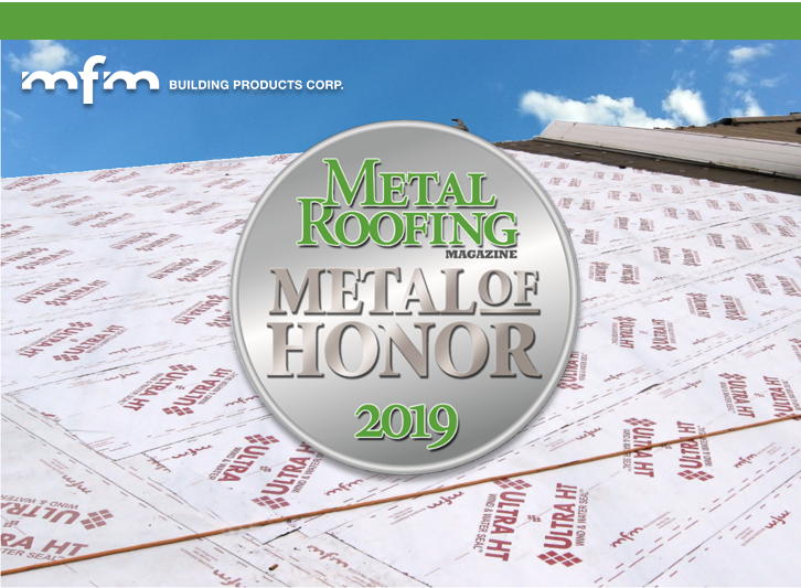 MFM Receives "Metal of Honor" Award from Metal Roofing Magazine