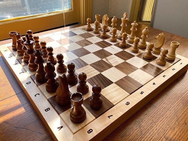 Checkmate! ♟ 
www.dumwood.com .
.
.
#dumwood #dunwoodco #chess #chessboard #chesspiece #walnut #maple #wood #worker #woodworker #bobbyfischer #checkmate #custom