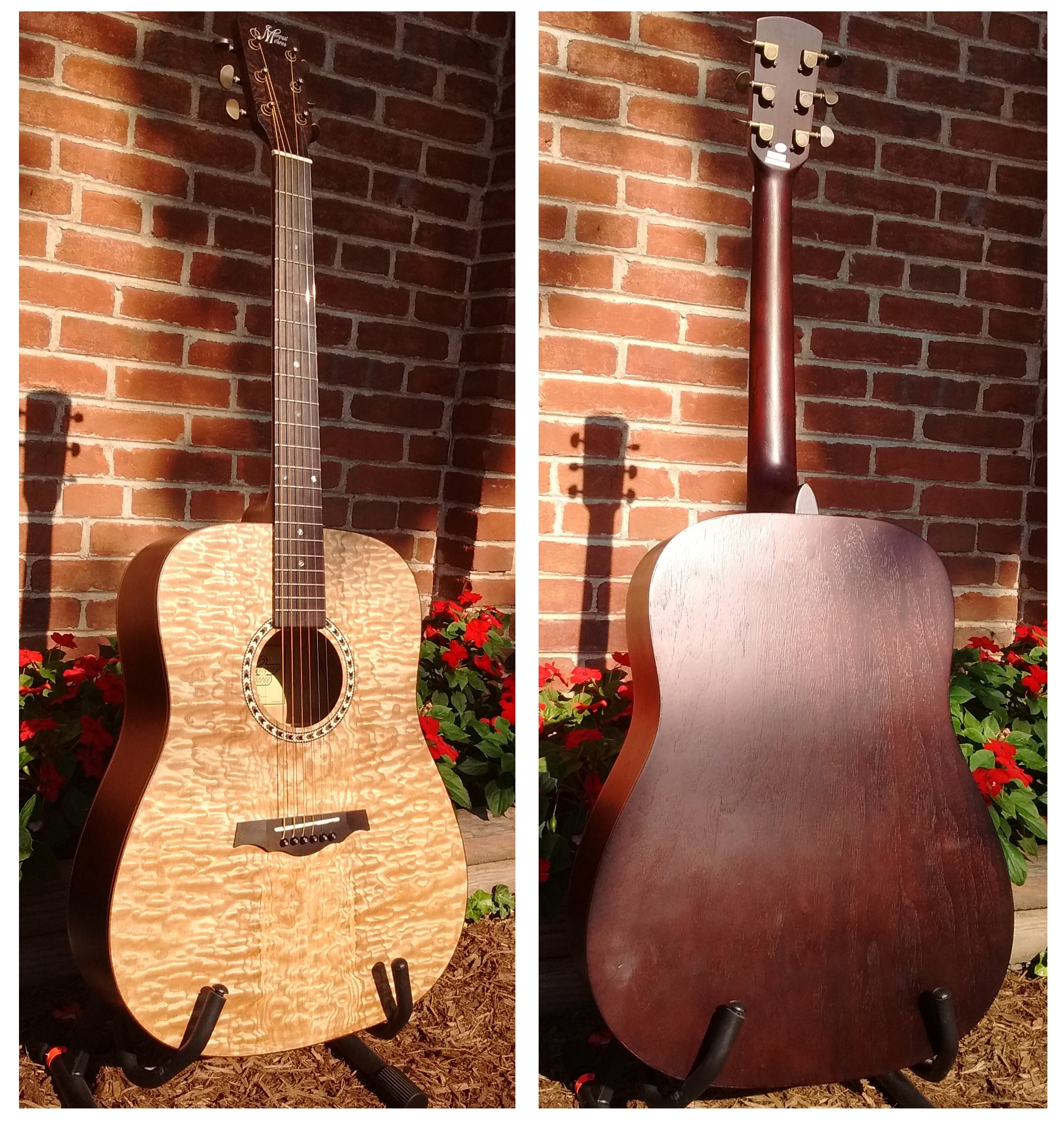 mORGAN-mONROE m-15qn qUILTED fIGURED aSH aCOUSTIC gUITAR