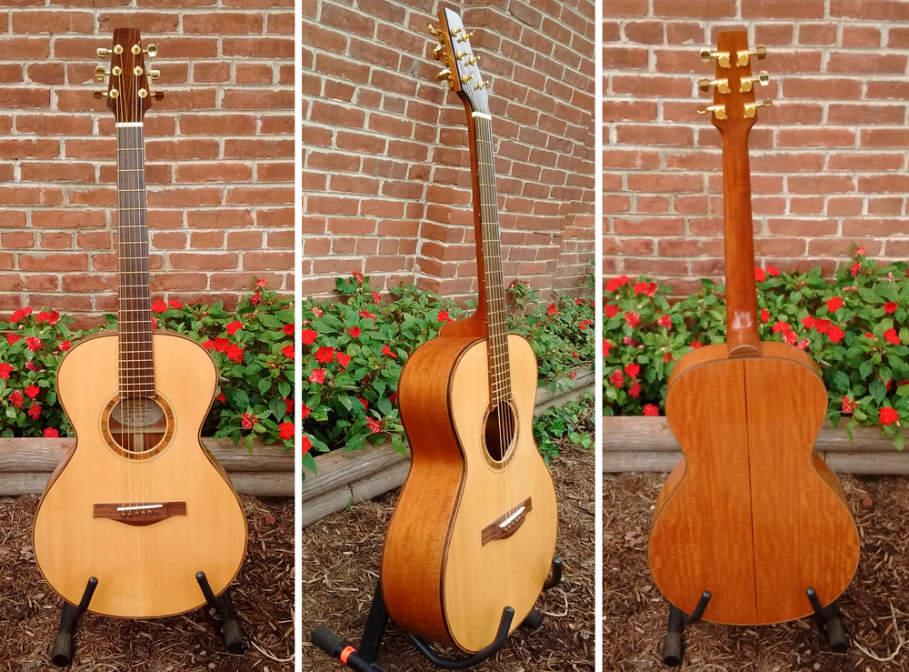 HANDCRAFTED GUITAR BY THOMAS ROEGER OF BLOOMINGTON, IN TOP: CARPATHIAN SPRUCE, BACK/SIDES: PADAUK, NECK: HONDURAN MAHOGANY, BRIDGE PINS: COCOBOLO, FRETBOARD: EBONY REGULAR PRICE = $1999 , 10% OFF THIS WEEKEND ONLY!