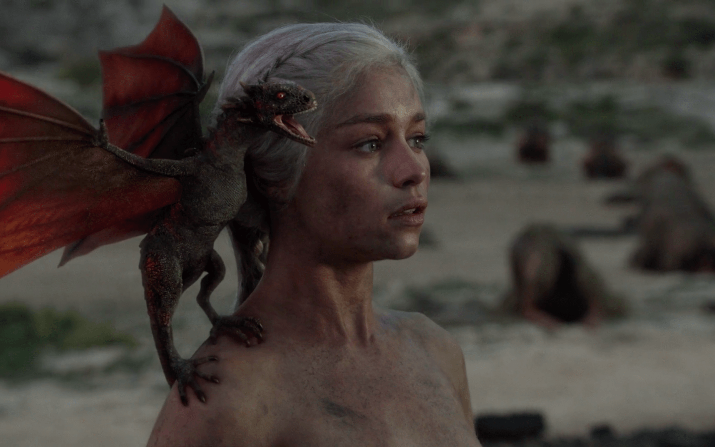 The Khaleesi with her newborn dragons | HBO