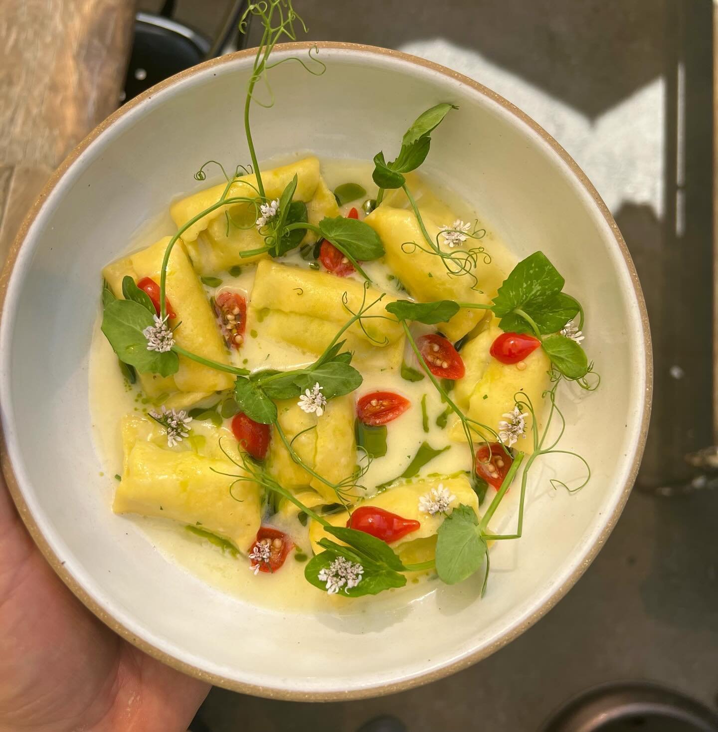 Pasta Wednesday Special! 🍝 

Agnolotti Pasta filled with Mascarpone, Fresh Mozzarella, Corn, Poblano, Garlic, Parsley and Coriander. In a Butter Parmesan Sauce with Sweety Tear Drop Peppers and Herb Oil. 🧀 🌽 🧈🌶️ 🌱 

Tonight only! 

Our Hours: 
