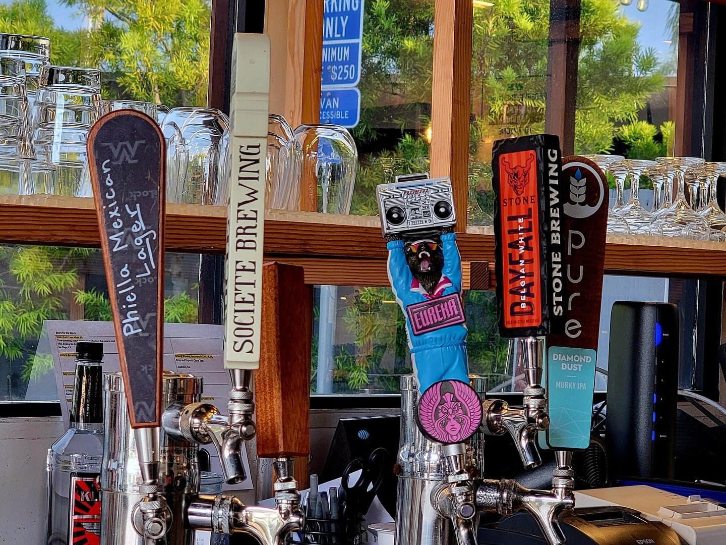 Current line up is looking good&hellip;. 👀 🍻 plus they are all $5 from 12-3 on Fridays ✨

@phiellabeer 
@societebrewing 
@eurekabrewco 
@stonebrewing 
@purebrewing 

We love hosting local craft brews. 🍺 

Our Hours: 
Mon-Thurs 3-9pm.
Fri-Sat 12-10