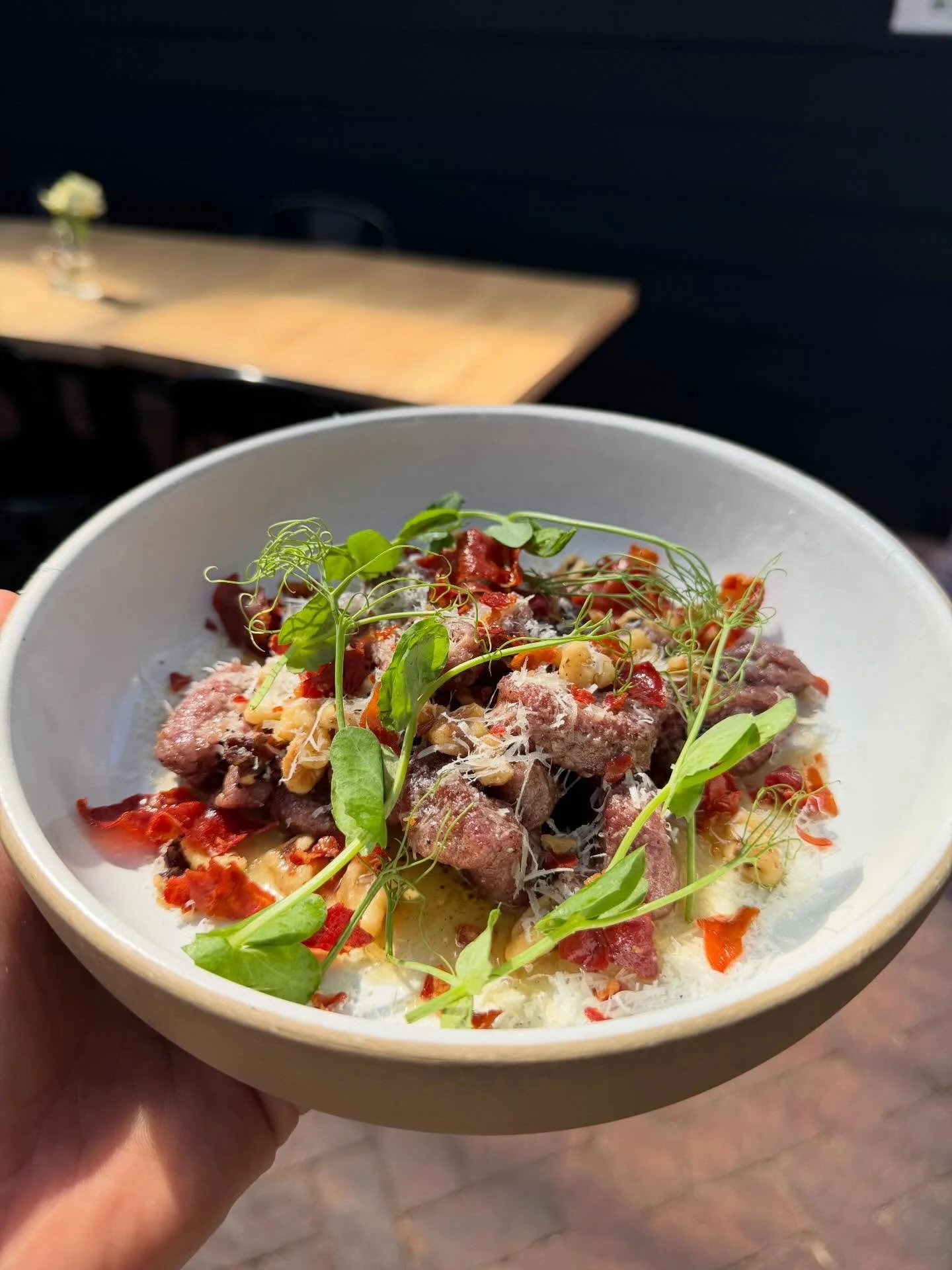 Pasta Wednesday 🍝🍷

Tonight&rsquo;s Special: 
Sweet potato gnocchi with brown butter, crispy prosciutto, walnuts, and Parmesan! 

Also ask about our deals for wine Wednesday. 

#wine #pasta #ocrestaurants #craft #craftbeer