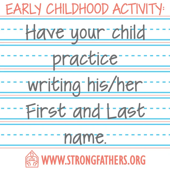 Have your child practice writing his/her first and last name.