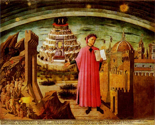 Dante and his Poem, a fresco by Michelino (1465). 