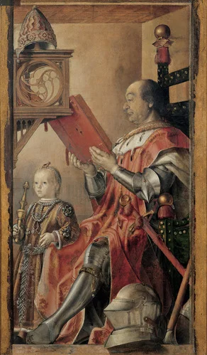 I always put on a full coat of armor when I settle in with a good book. Federigo da Montefeltro, by Pedro Berruguete, c. 1480