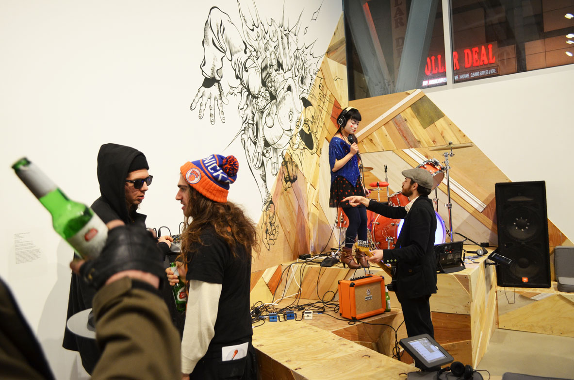 Mike Winn, Matt Reilly, Billy Tucci, Dooll Chao, and Walter Wlodarczyk with my installation at BRIC Arts, Art Into Music opening circa 2014