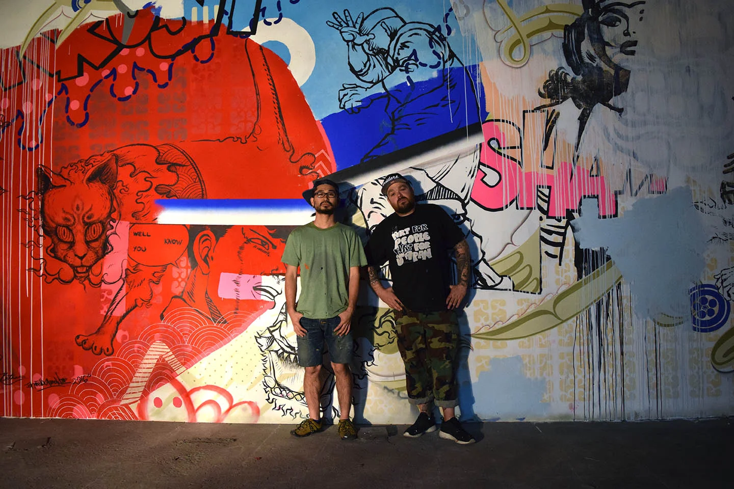 Mon and I in front of our huge painting at Jusoko, Osaka 2016