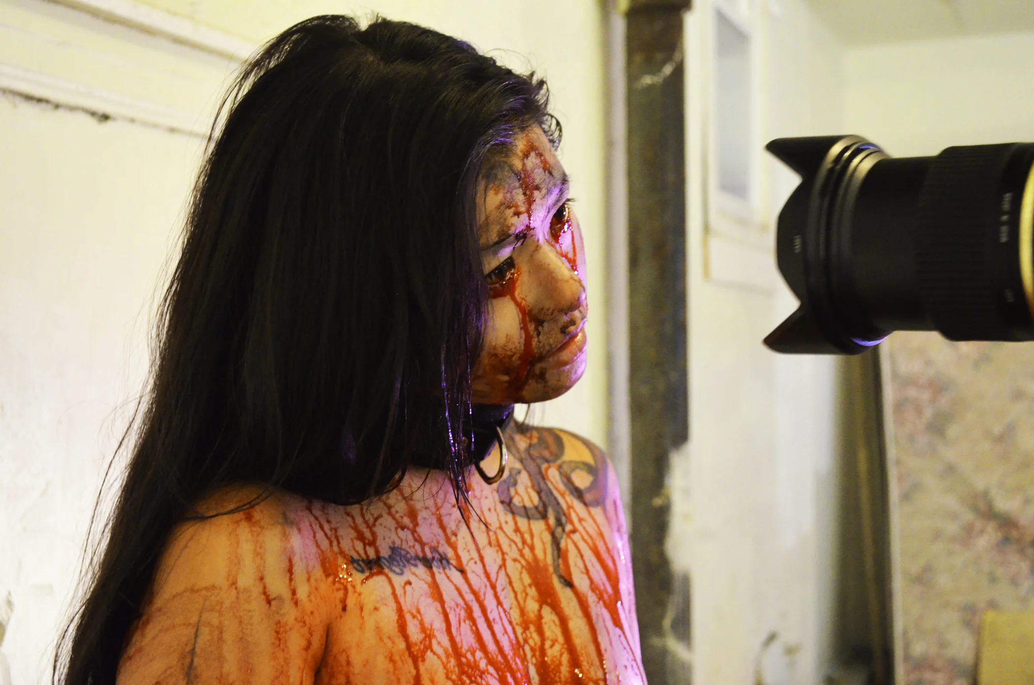 Photoshoot with Mackenzie James in Tenderloin Neighborhood Building Basement, SF