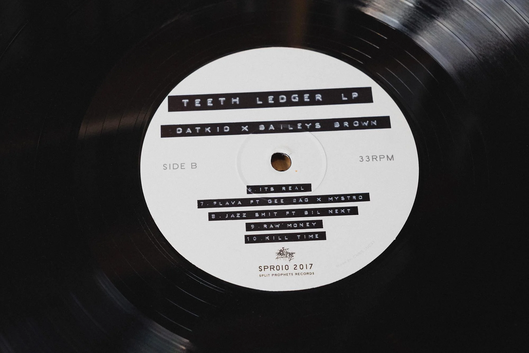 Split Prophets Records. SPR010. 12” Vinyl Labels. Design. Side B.