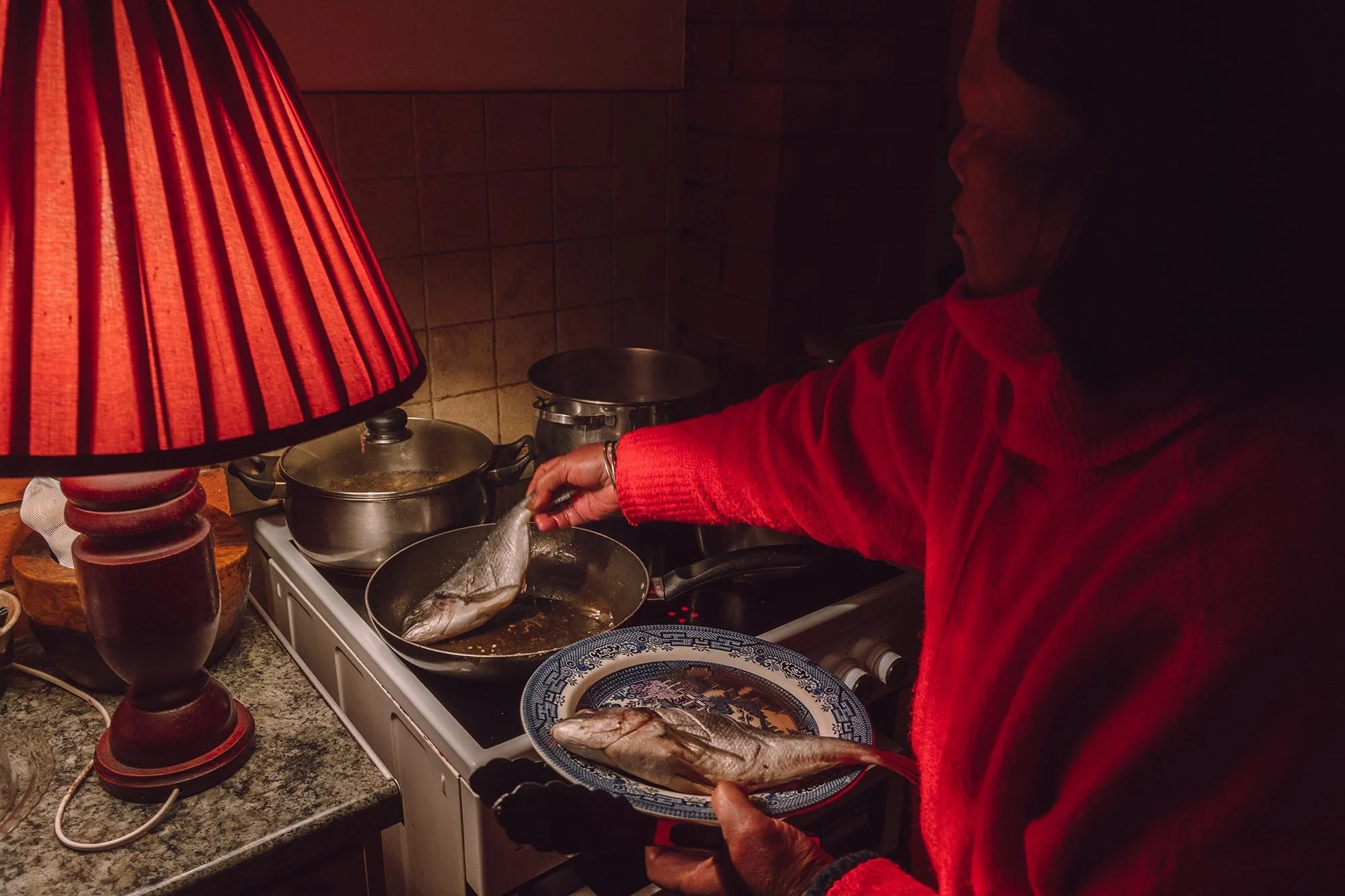 Mum Frying Fish. Bristol. 2024.