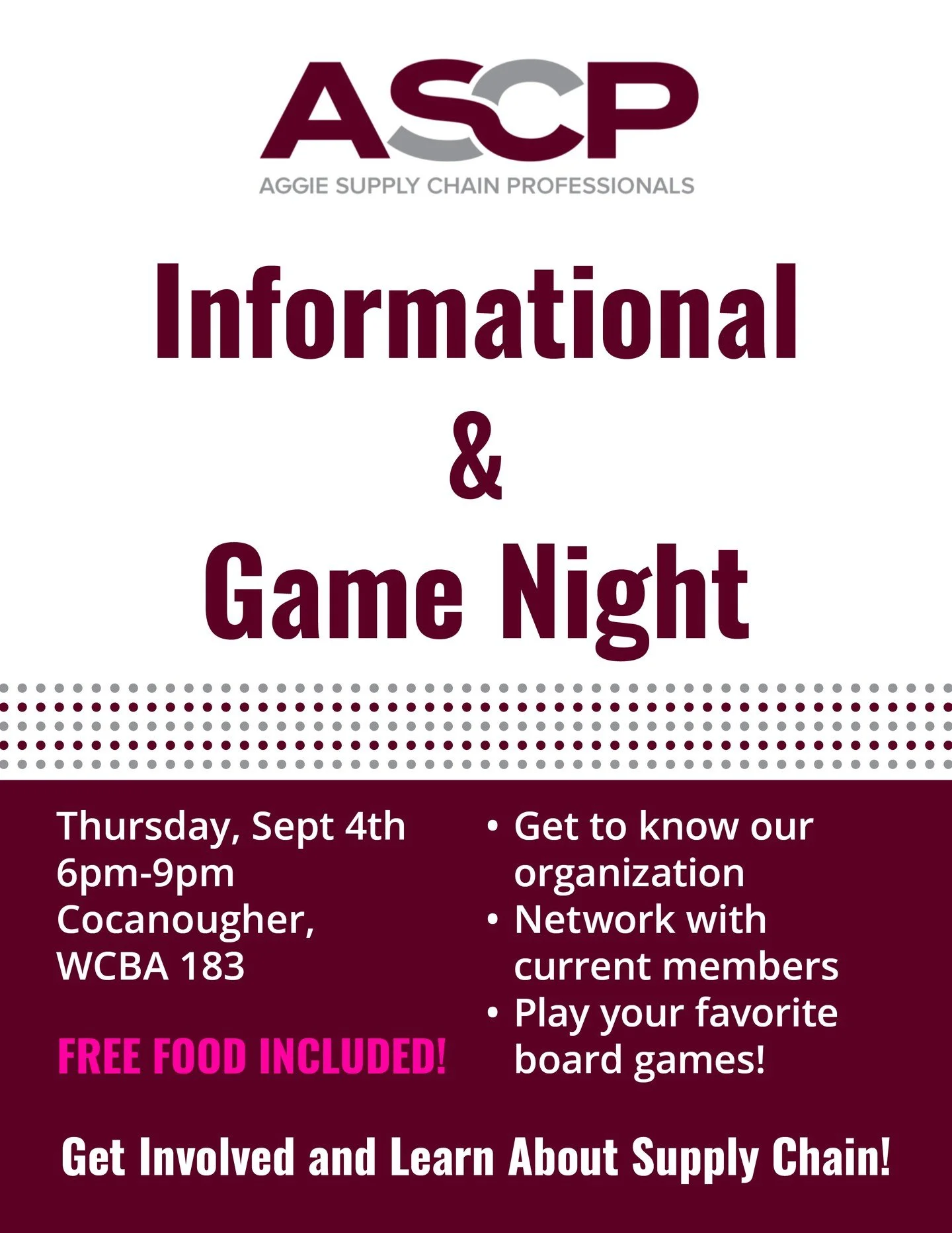 Howdy Ags! Our Informational/Game Night has been moved to 6pm! Can't wait to see you all there 👍
