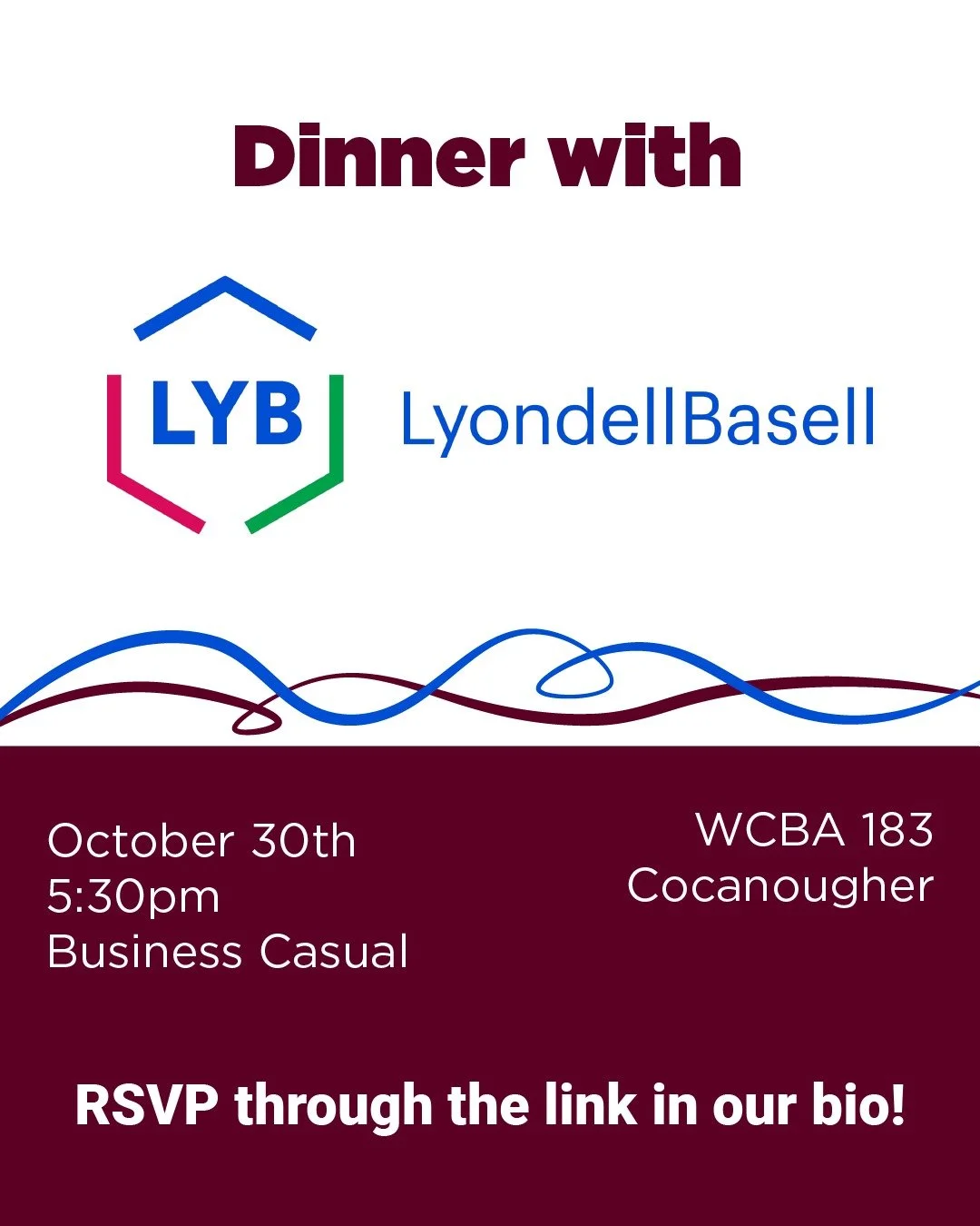 We are hosting a dinner with LyondellBasell this week! RSVP by October 29th at 12pm to claim your spot!