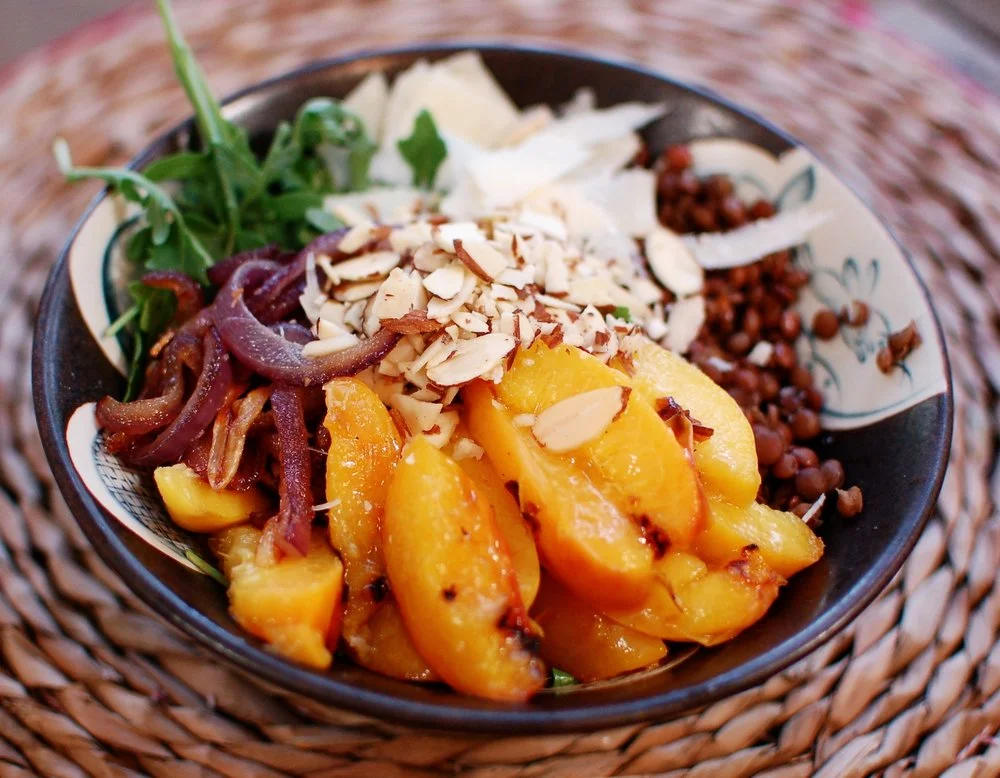 Grilled Summer Peach &amp; Arugula Salad