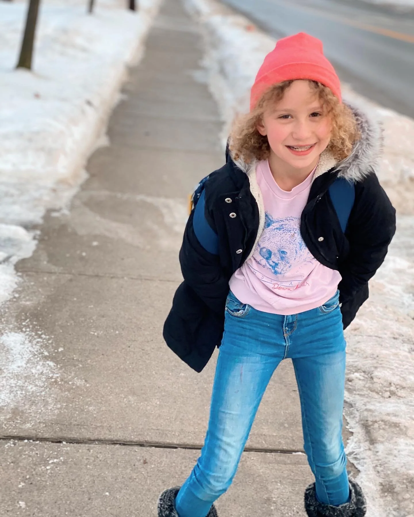 It was a Pink Shirt Day celebration at the bus stop this morning!