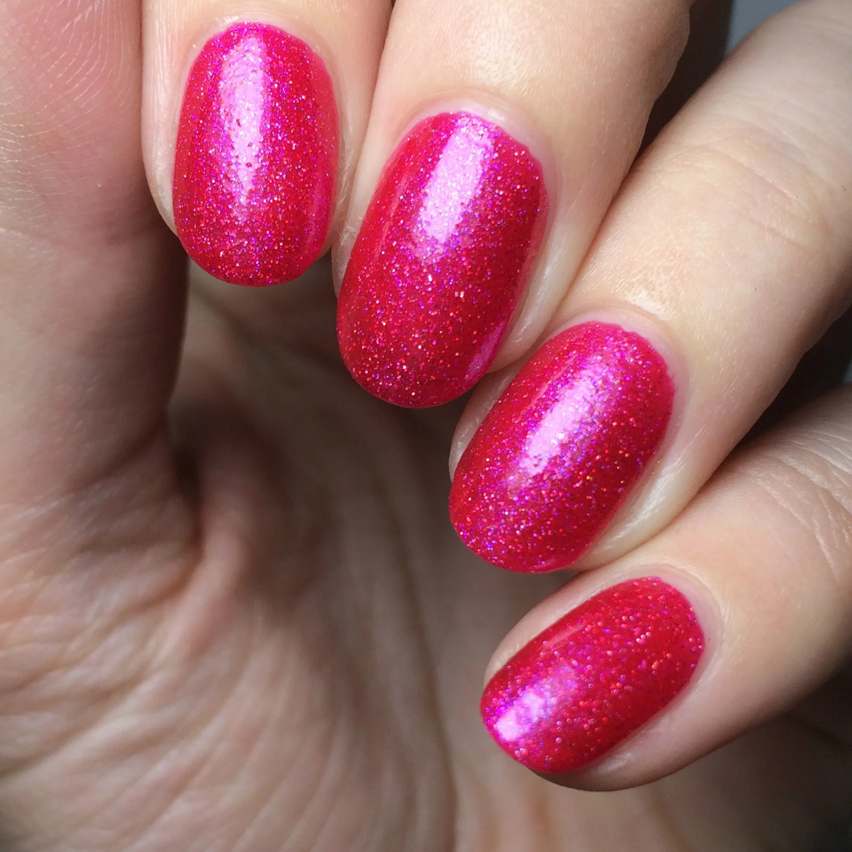 Two coats and no topcoat, just to show the coverage. Very opaque and saturate for a jelly!