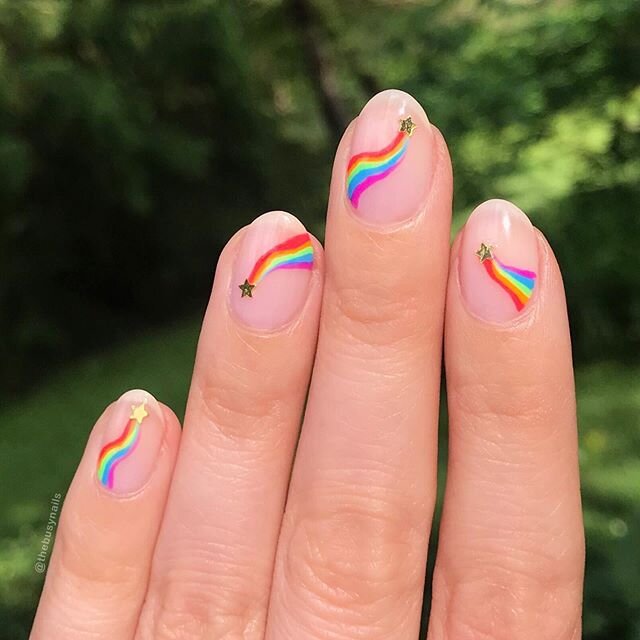 One last look at these #pridenails that make me so happy 😊🌈✨All polishes are @orly and the stars are from @cirquecolors 🌟 #pridenailart #rainbownails #rainbownailart #orly #orlynails #cirquecolors