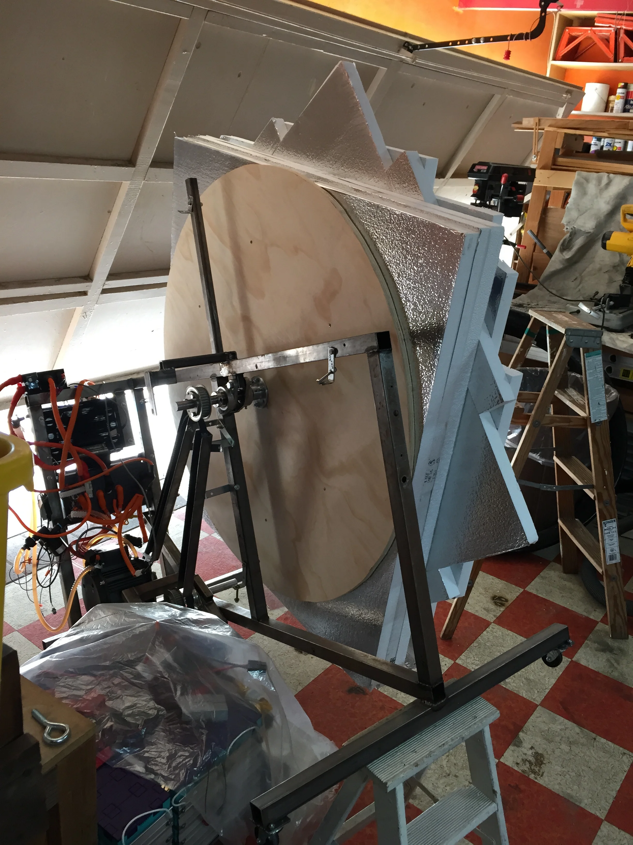  We tried to use the Thrust Testing Rig to shape and cut the ducts by spinning Styrofoam.&nbsp; All it did was make a mess. 