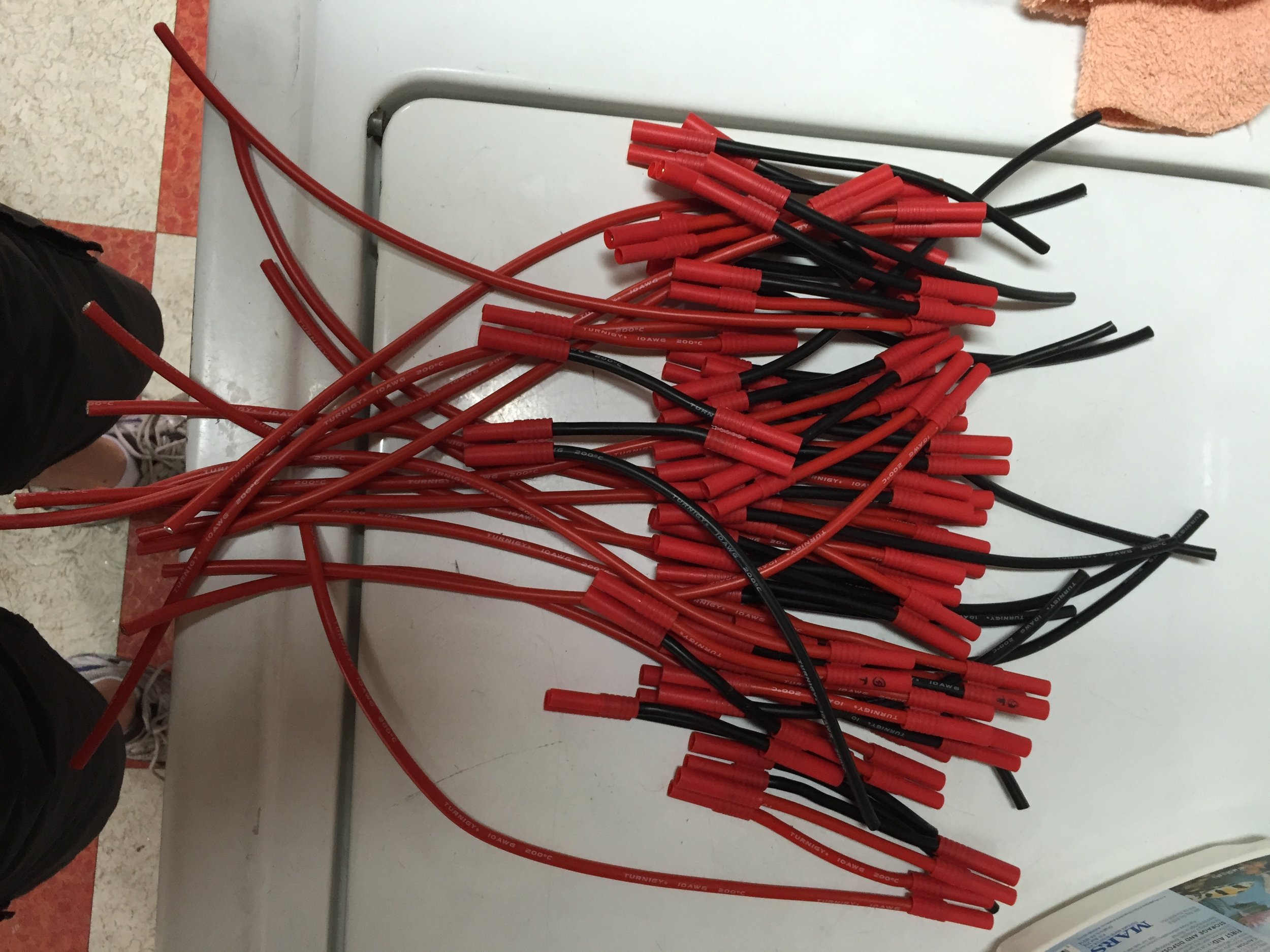  These were all the wires that were hand-soldered to connect the batteries together 