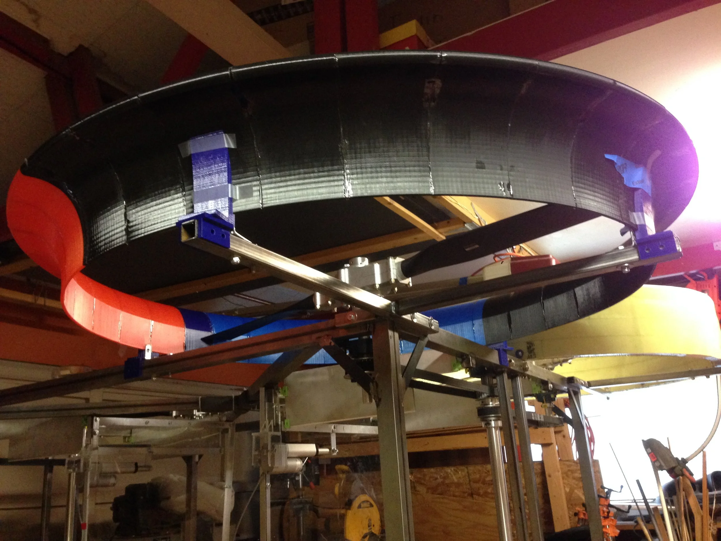  3D printed duct when glued together and mounted 