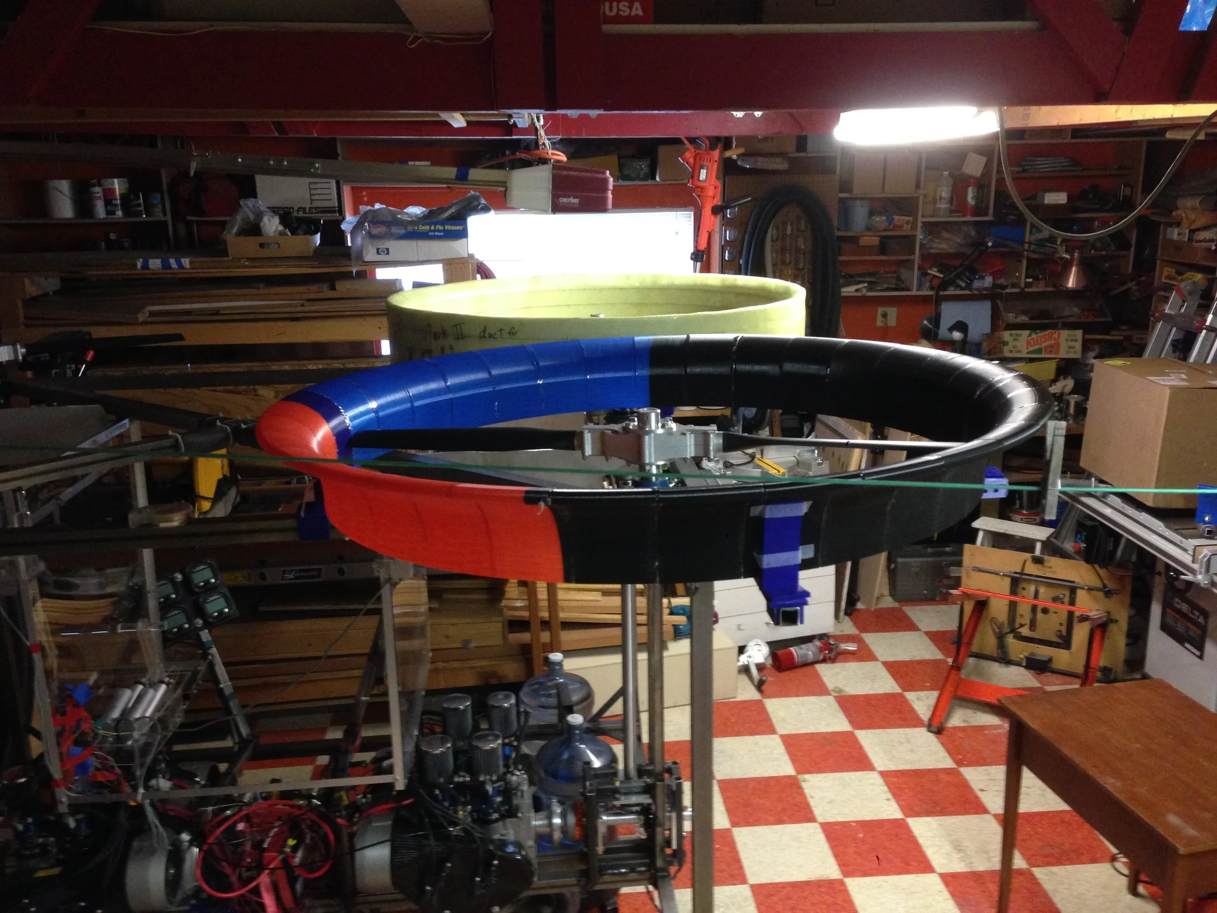  3D printed duct when glued together and mounted 