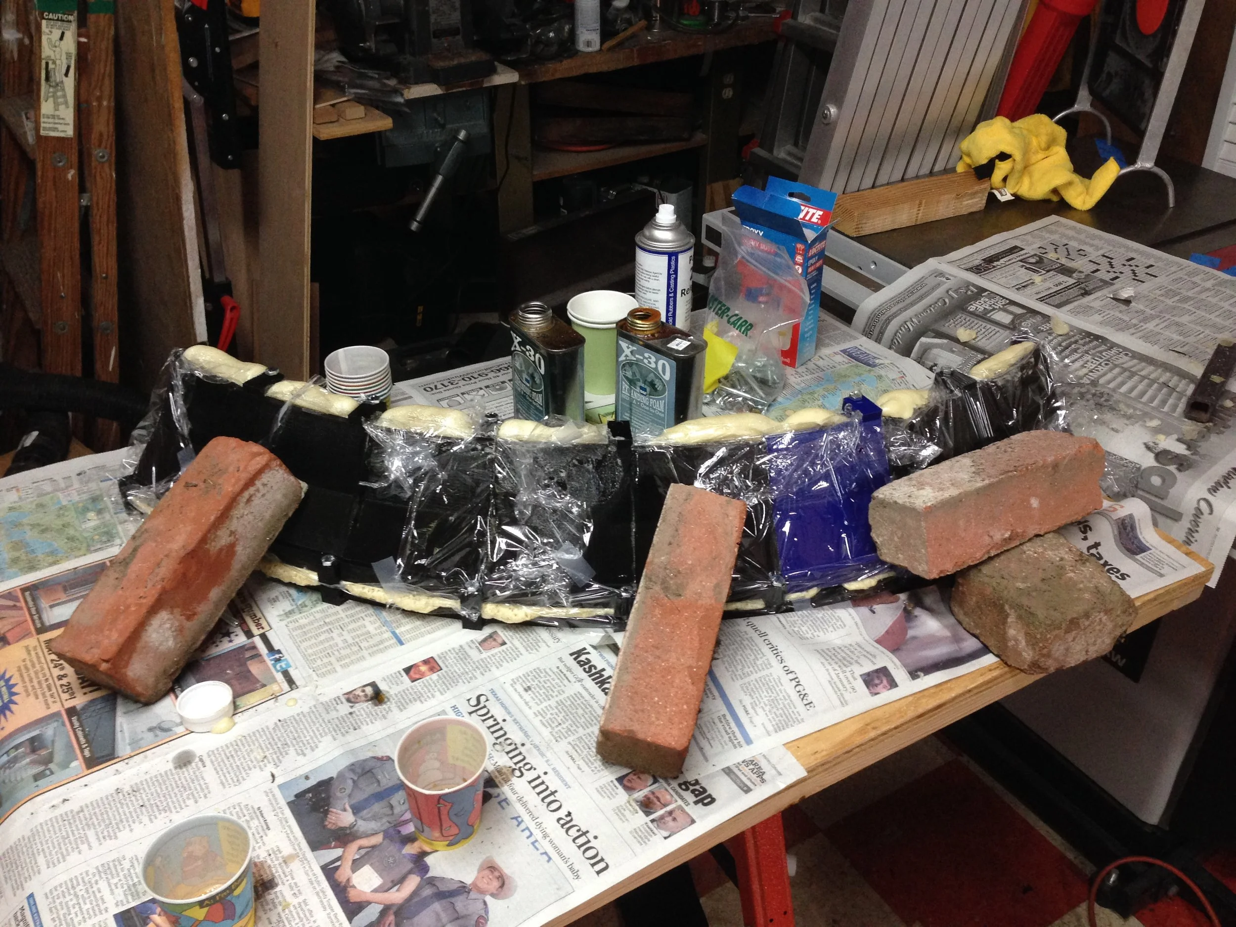  Ducts were made by pouring expanding foam into a 3D printed mold and then fiber-glassing over it 