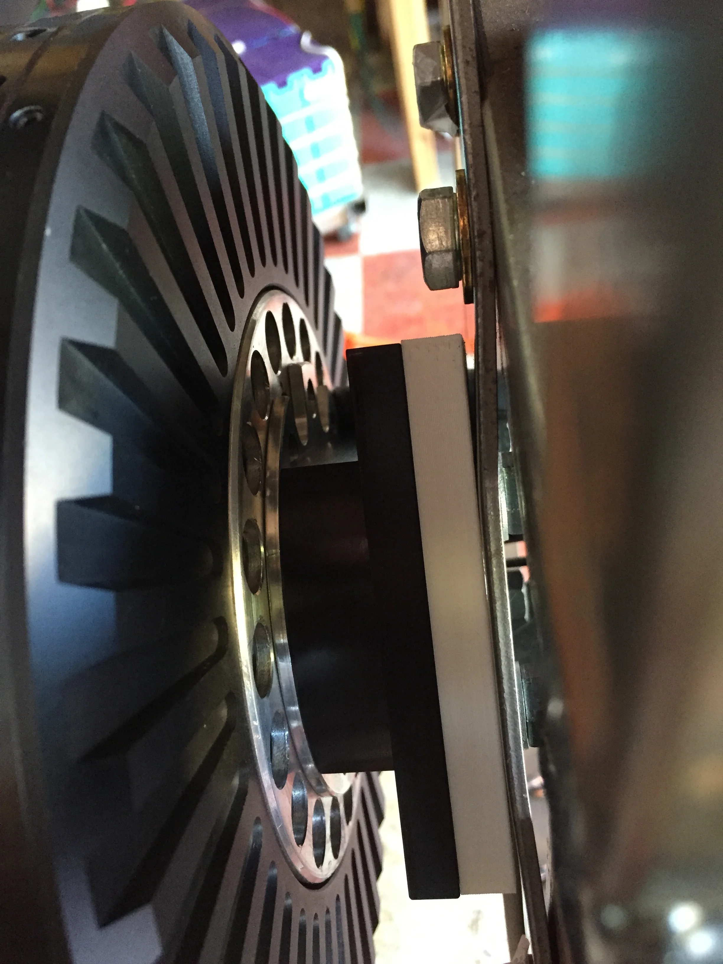  We eventually mounted the new motors for the Mark III on the rig to test and calibrate them using custom adaptor plates 