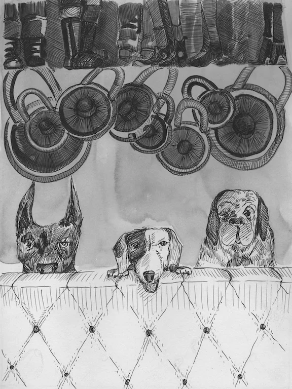 i hide behind a couch to get away, but the dogs find me. 