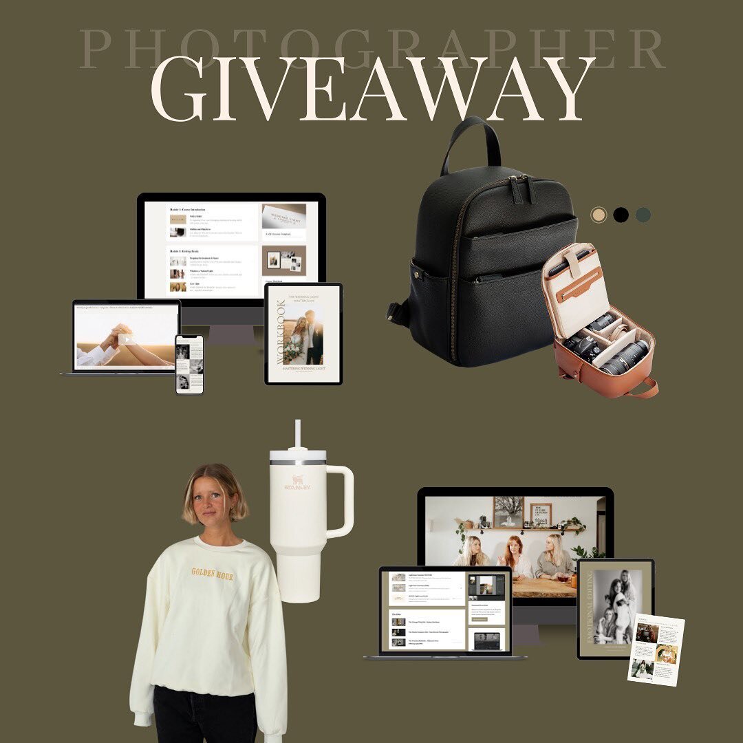 THE PHOTOGRAPHER GIVEAWAY

With our course just launching &amp; being in the Holiday spirit, we wanted to post one of our largest GIVEAWAYS we&rsquo;ve ever done for Photographers ($1,300 VALUE) &amp; winner will be announced WEDNESDAY at 12 PM Centr