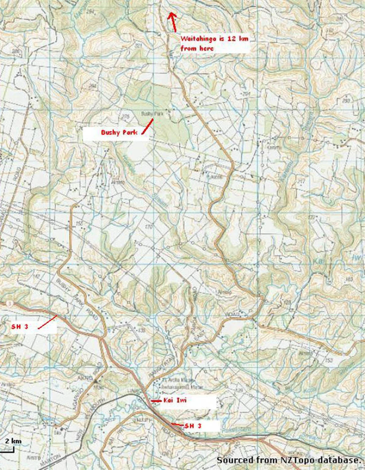 waitahinga main Road Map