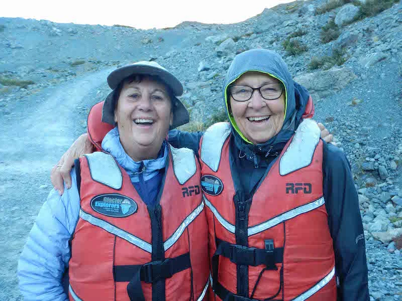Two friends at the Tasman Glacier