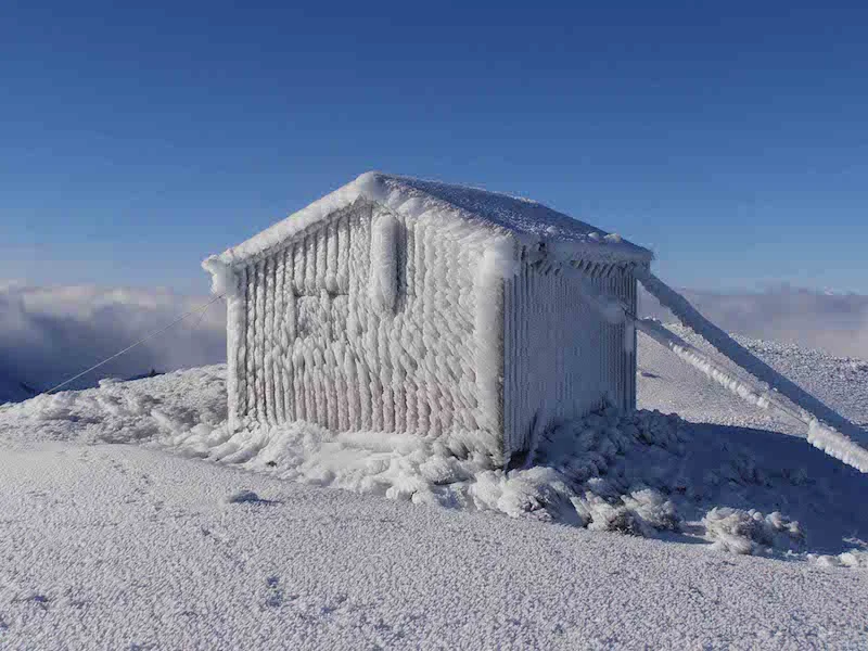 Syme hut after a storm