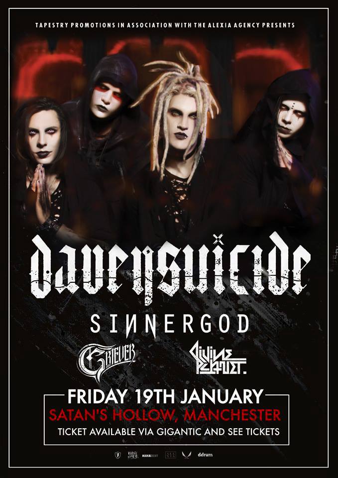 Davey Suicide t Satans Hollow in Manchester on January 19th 2018 on their UK Tour.