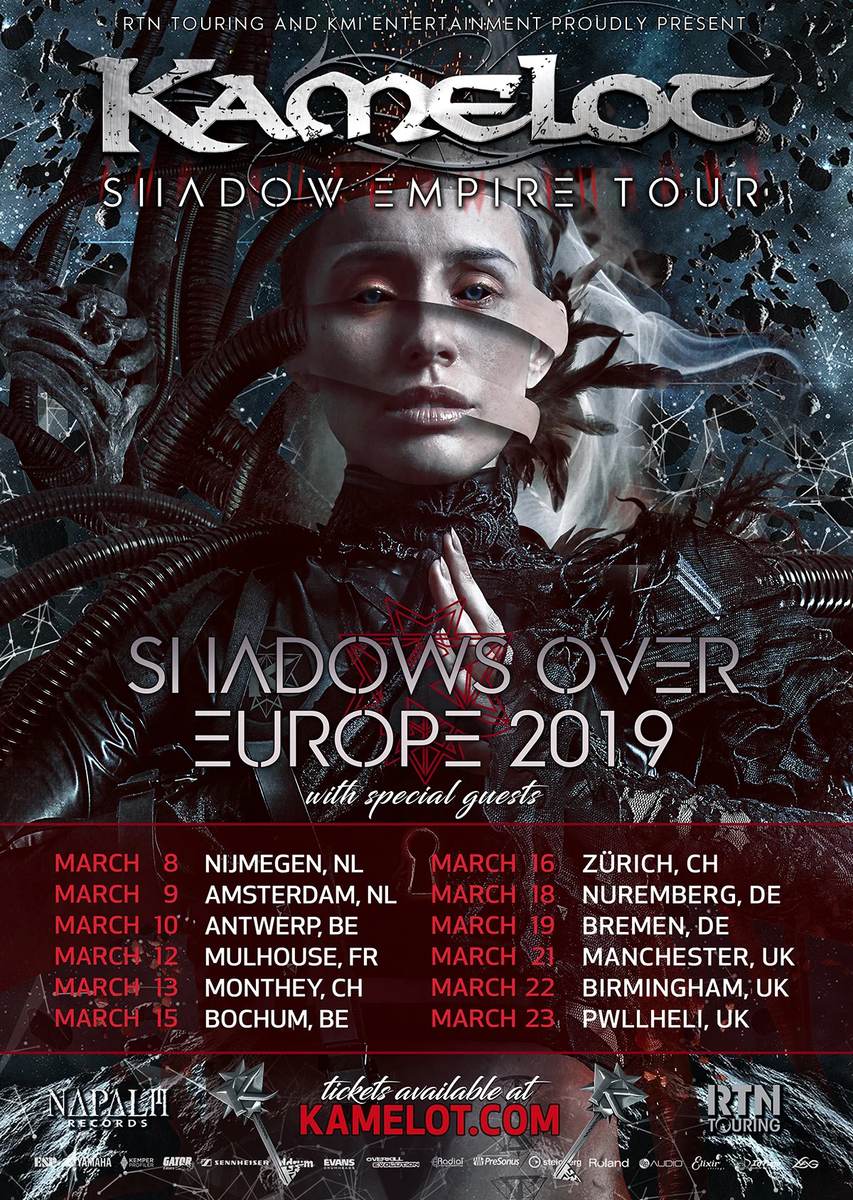 Kamelot EU Tour dates 2019 poster