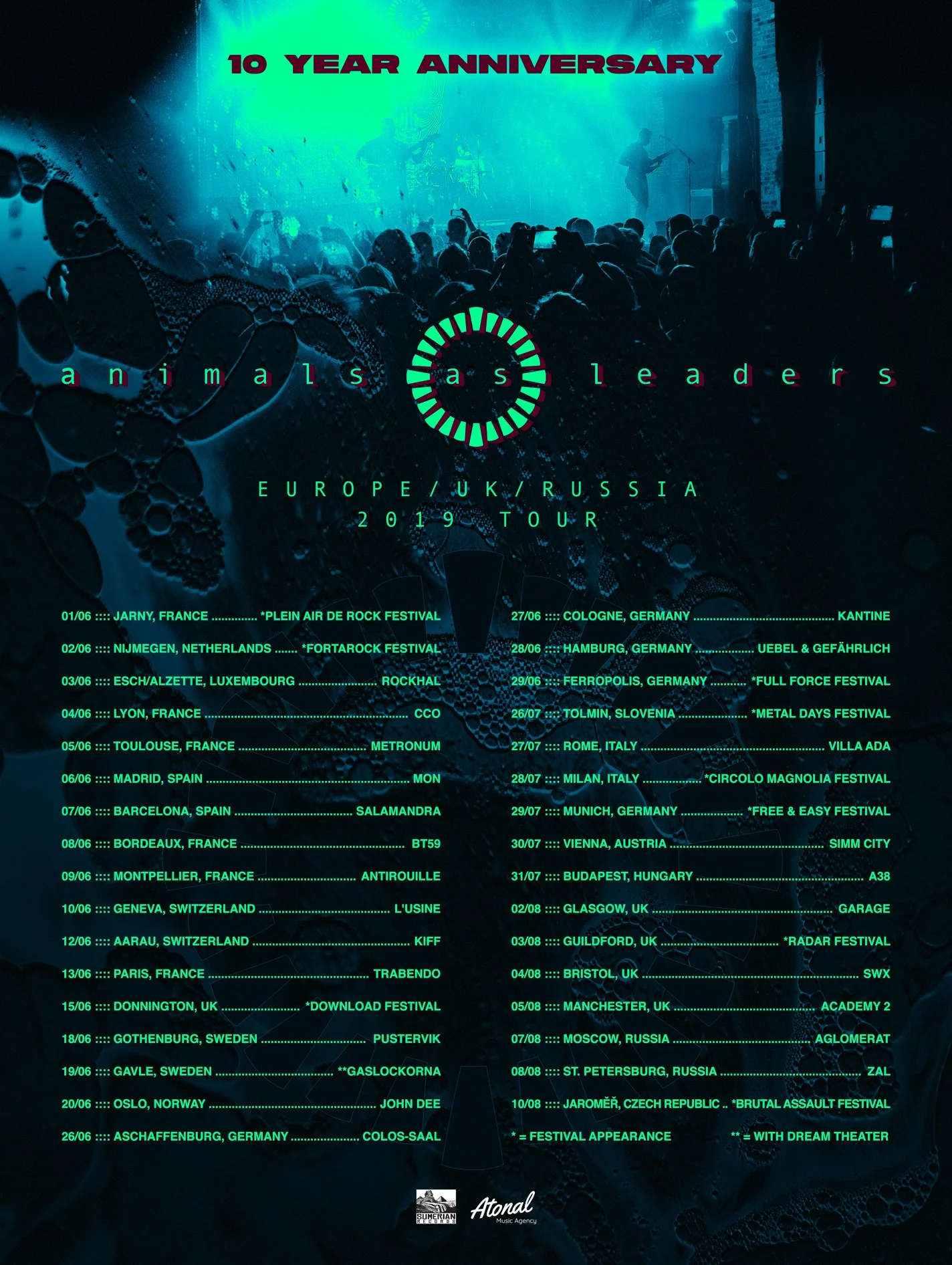Animals As Leaders Tour dates 2019 Poster