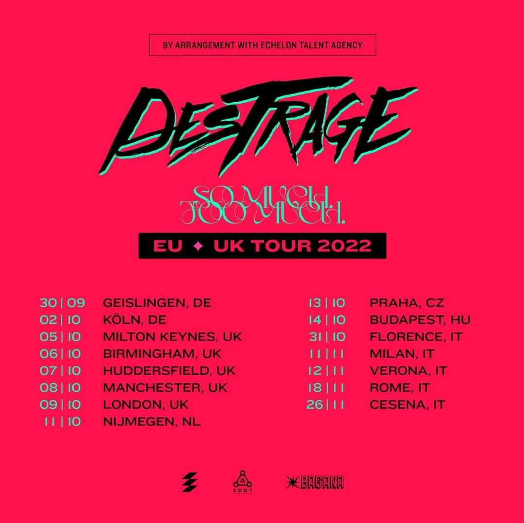 Destrage 2022 EU UK Tour Dates