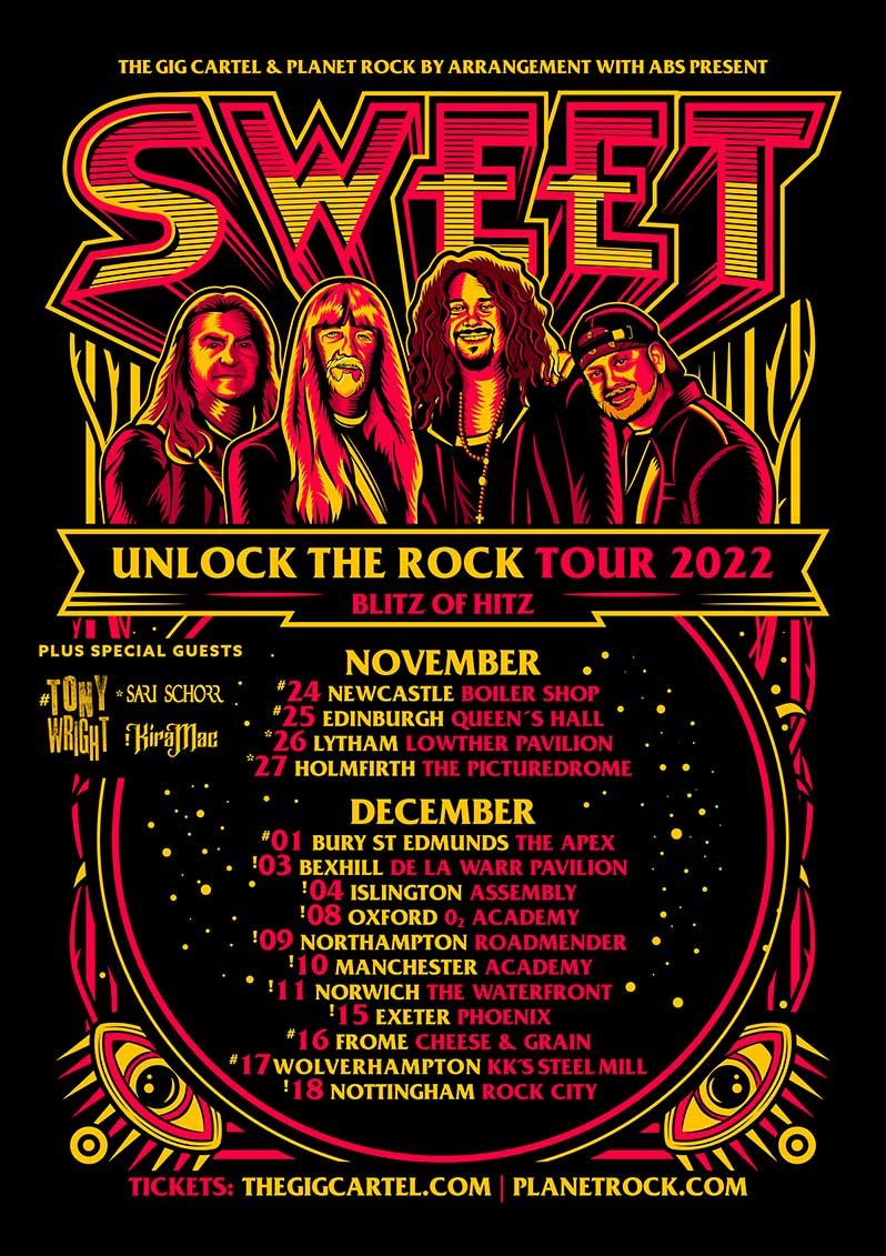 Sweet 2022 UK Tour Dates - Unlock The Rock Poster