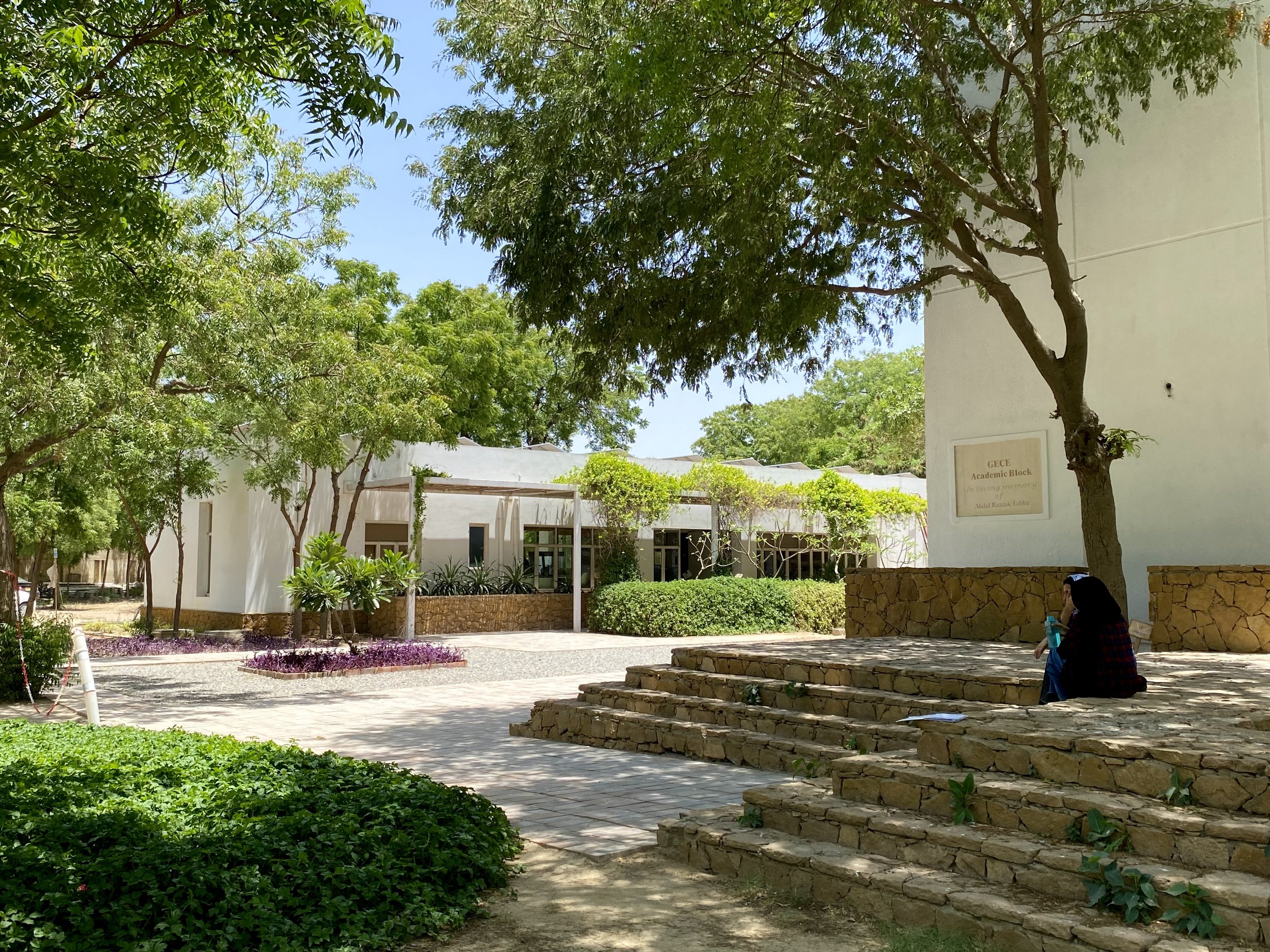 Stage steps become shaded spaces of rest