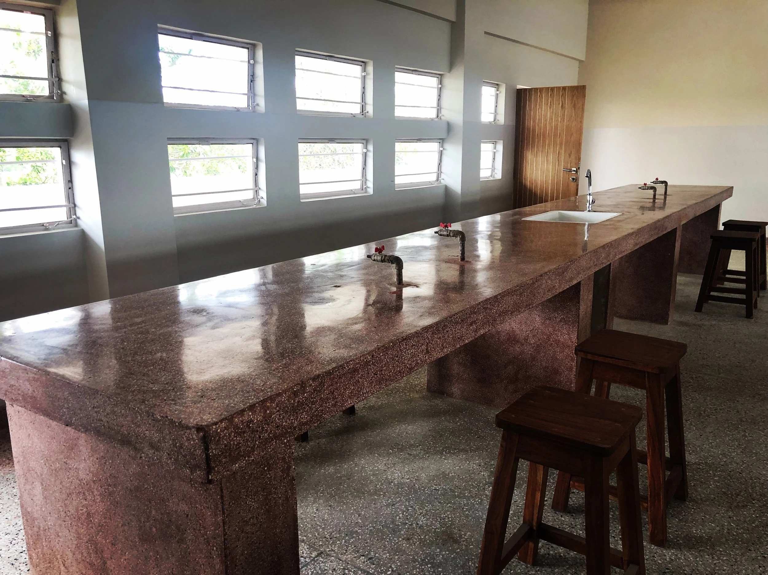  Renovated existing terrazzo counters in science labs 