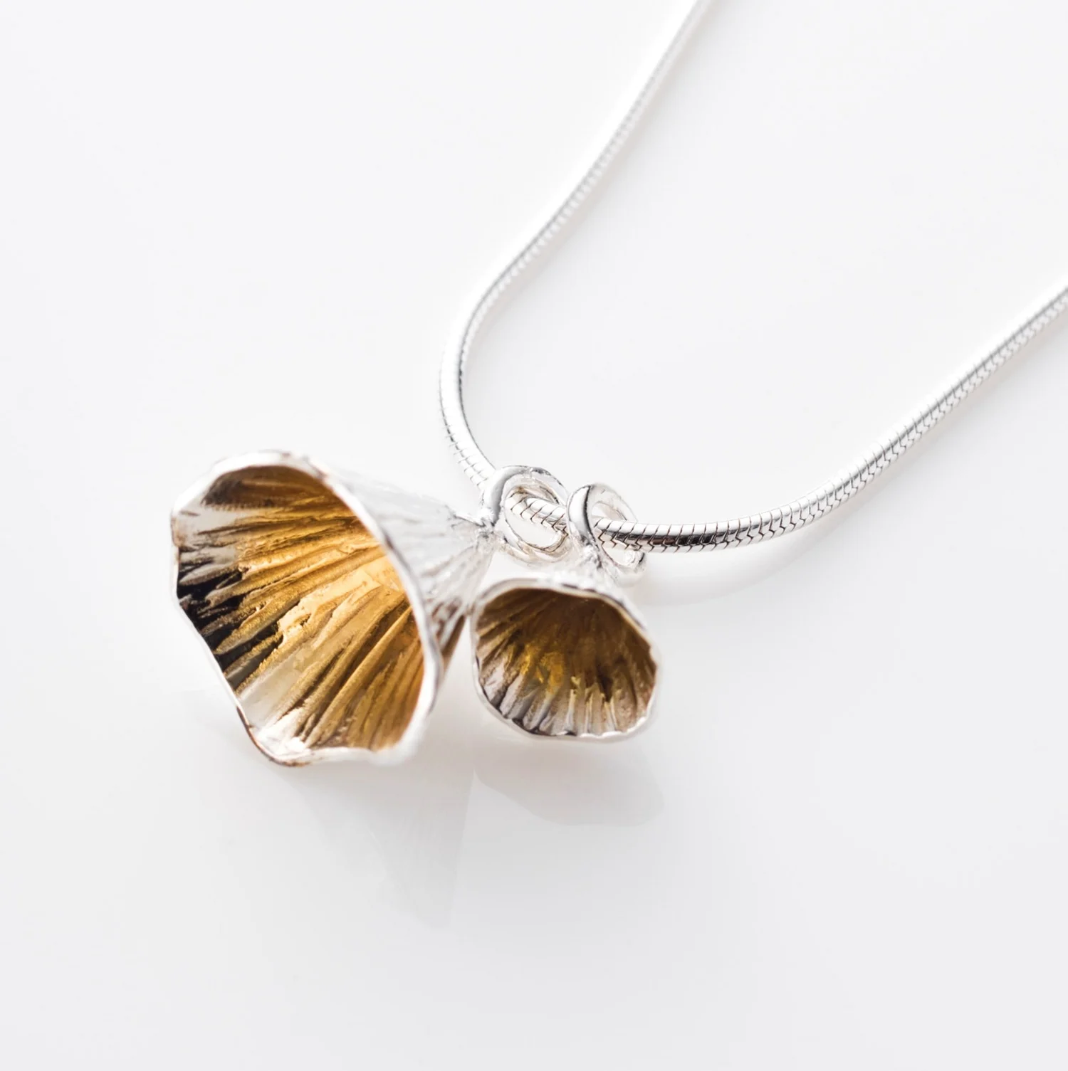 Martina Hamilton Shell Cone Double Cone Pendant Sterling Silver 22 Carat Plating