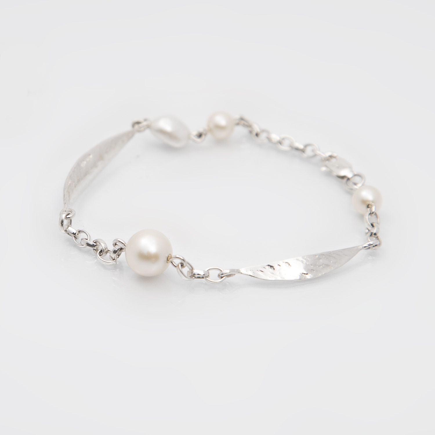Designer Bracelet. Sterling silver and pearls. Handmade jewellery from Ireland, by Martina Hamilton